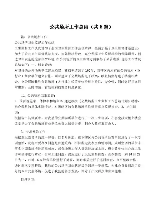 公共场所工作总结(共6篇)