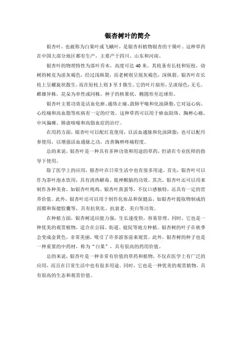 银杏树叶的简介