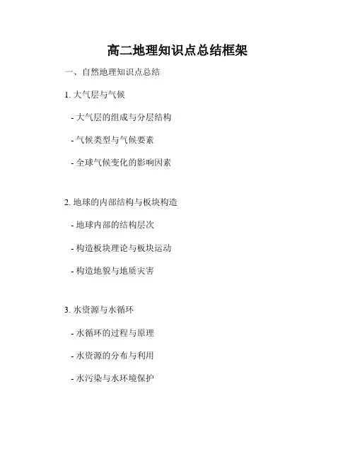 高二地理知识点总结框架