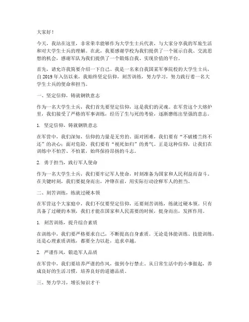 大学生士兵演讲稿范文