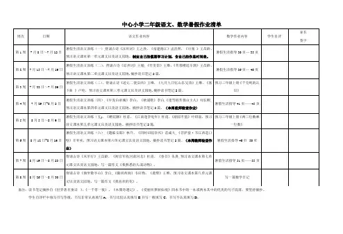 二年级暑假作业清单【范本模板】