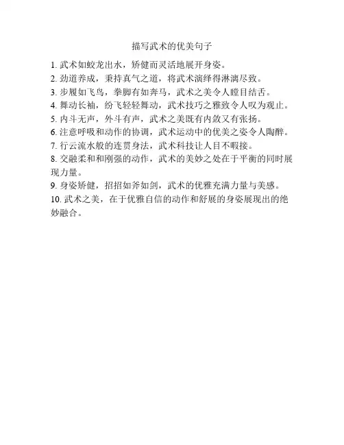 描写武术的优美句子