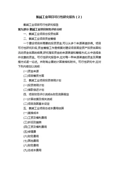 氯碱工业项目可行性研究报告（2）