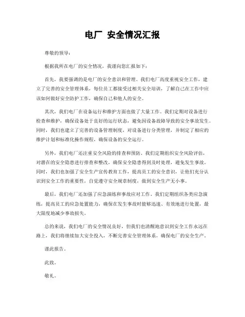 电厂 安全情况汇报