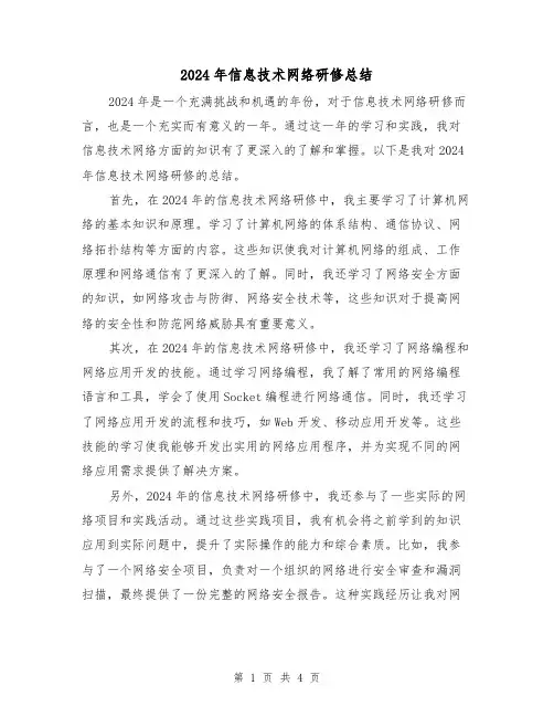 2024年信息技术网络研修总结(2篇)