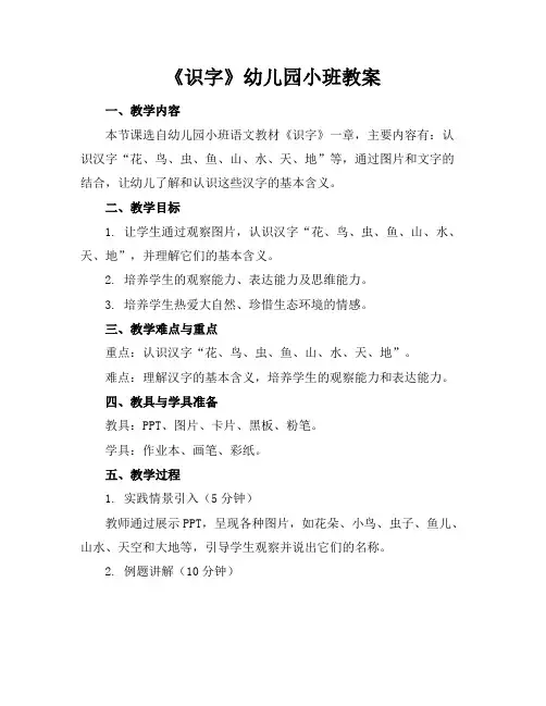 《识字》幼儿园小班教案