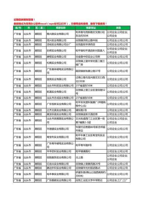 2020新版广东省汕头市潮阳区实业有限公司工商企业公司商家名录名单黄页联系方式大全387家