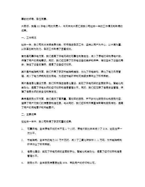 供电公司负责人述职报告