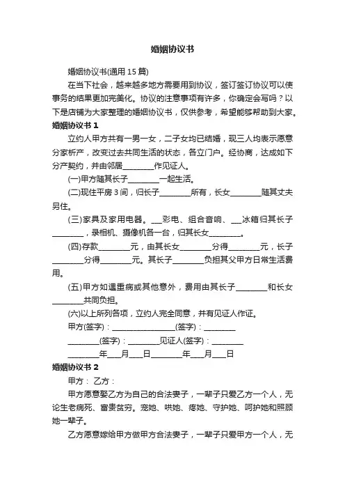 婚姻协议书