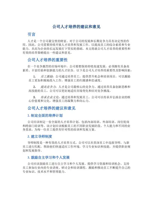 公司人才培养的建议和意见