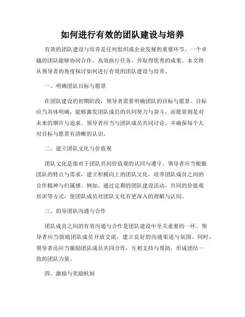 如何进行有效的团队建设与培养