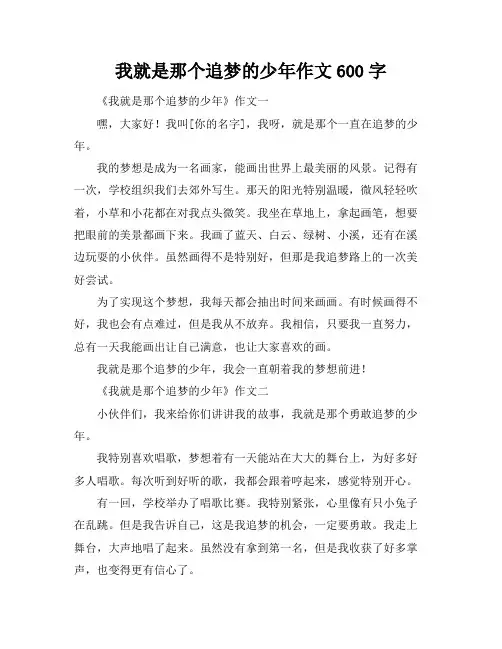 我就是那个追梦的少年作文600字