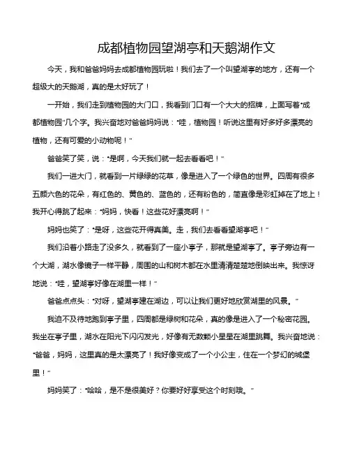 成都植物园望湖亭和天鹅湖作文