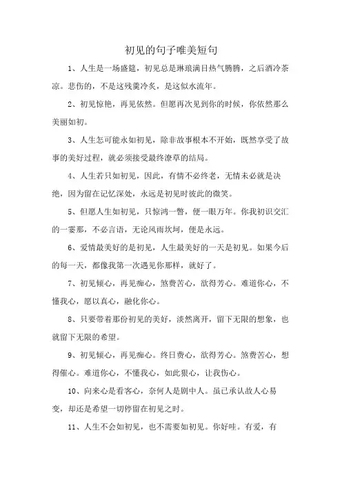 初见的句子唯美短句