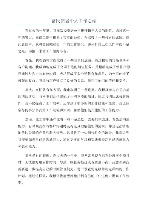 富民安居个人工作总结