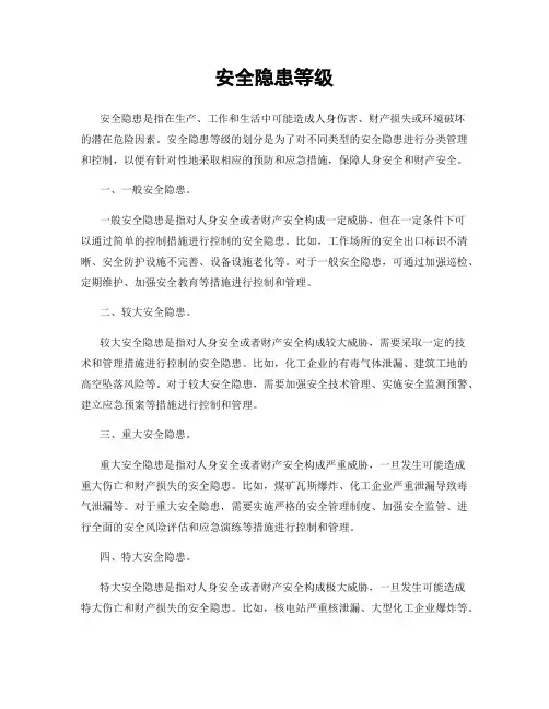 安全隐患等级