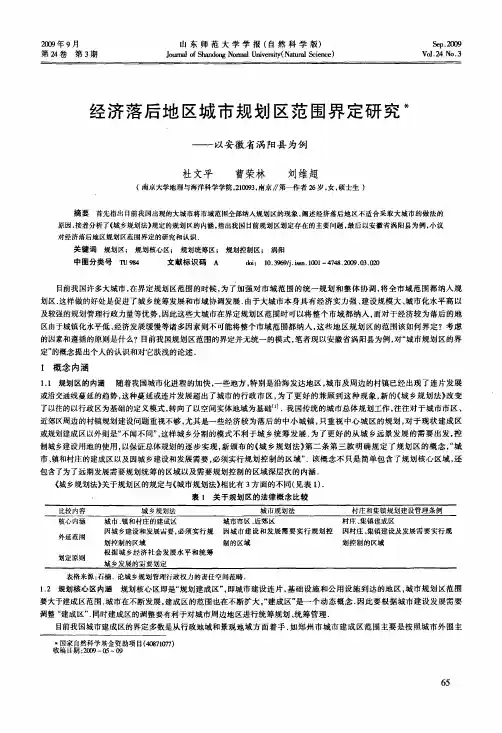 经济落后地区城市规划区范围界定研究——以安徽省涡阳县为例