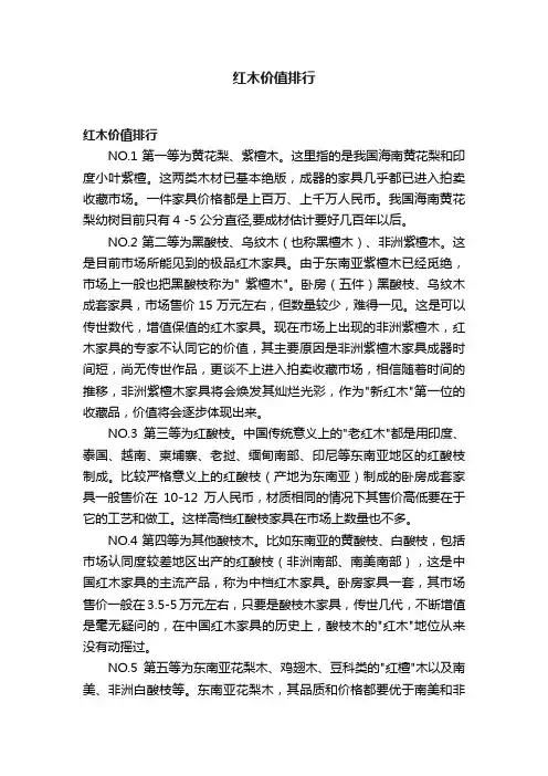 红木价值排行