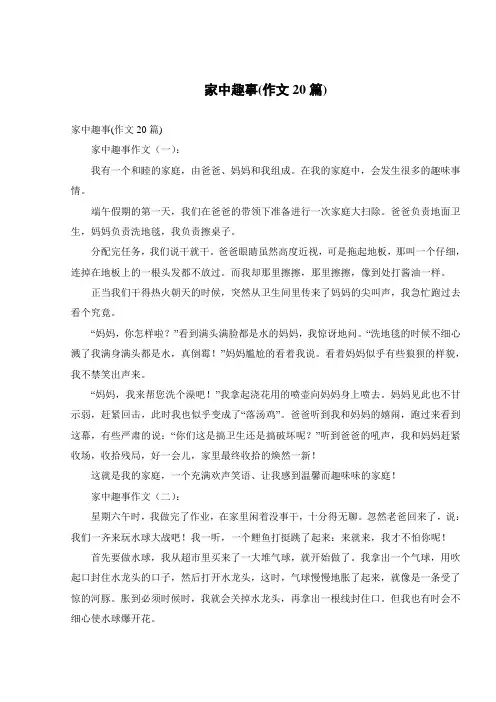 家中趣事(作文20篇)