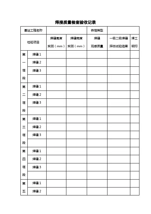【工程文档】焊接质量检查验收记录