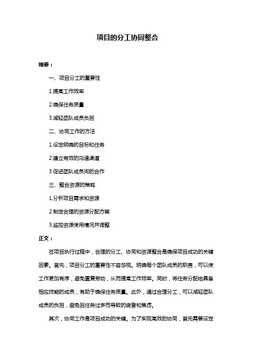 项目的分工协同整合