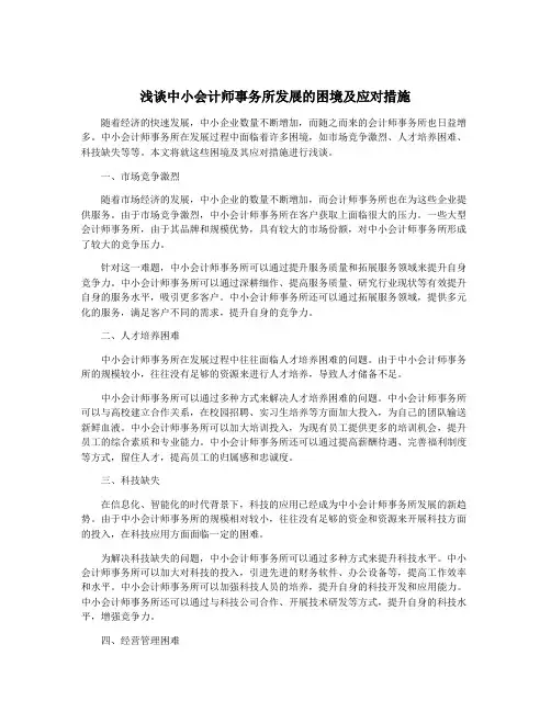 浅谈中小会计师事务所发展的困境及应对措施