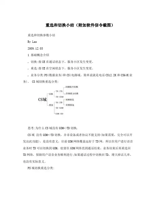 重选和切换小结(附加软件信令截图)