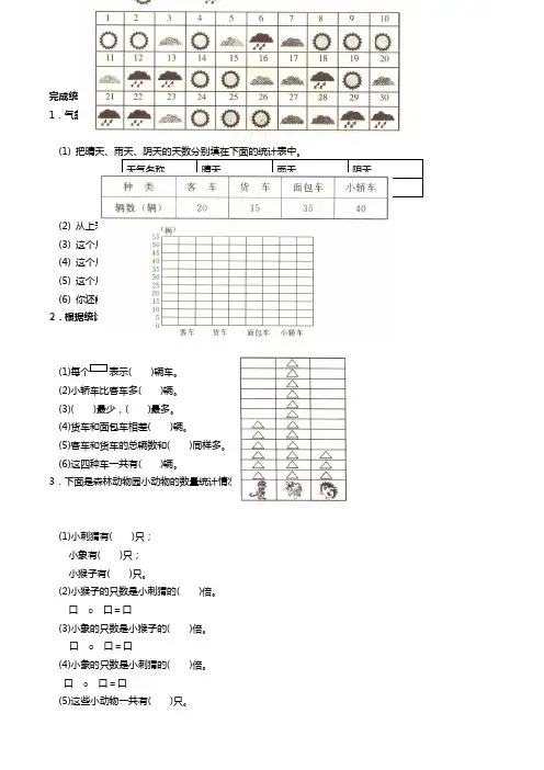 新人教版小学数学二年级下册第八单元《统计》测试卷之一