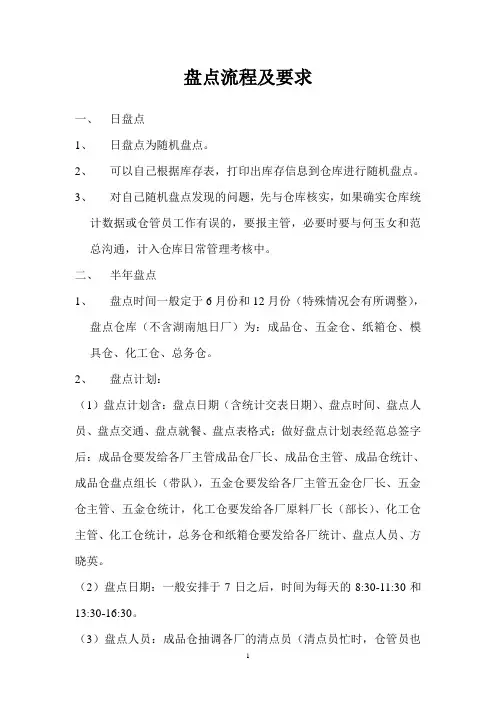 盘点流程及要求