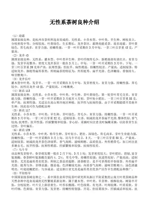 无性系茶树良种介绍
