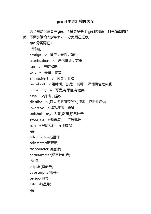 gre分类词汇整理大全