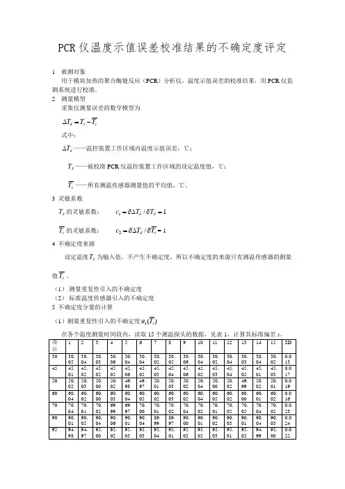 PCR(基因扩增)仪温度示值误差校准结果的不确定度评定