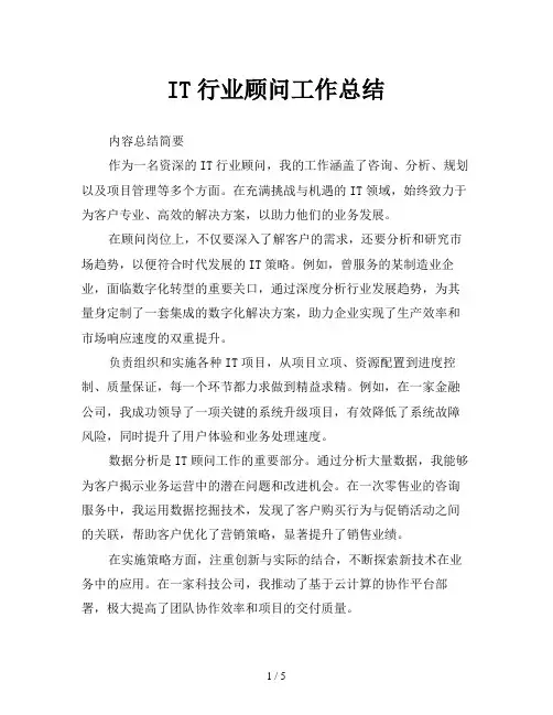 IT行业顾问工作总结