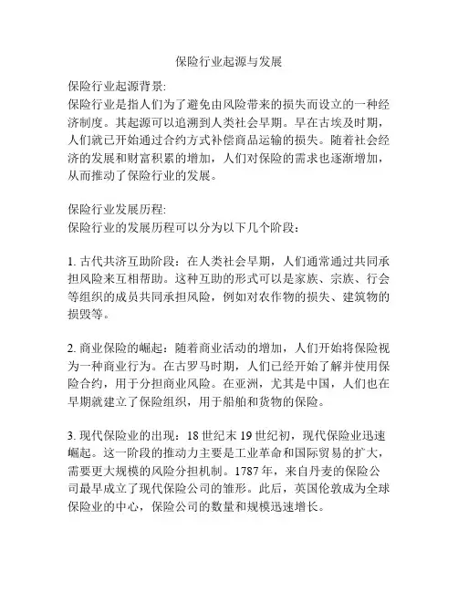 保险行业起源与发展