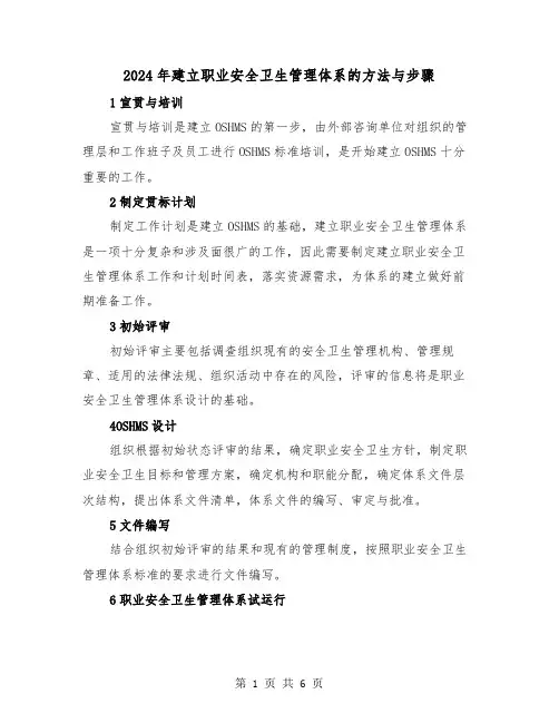 2024年建立职业安全卫生管理体系的方法与步骤（三篇）