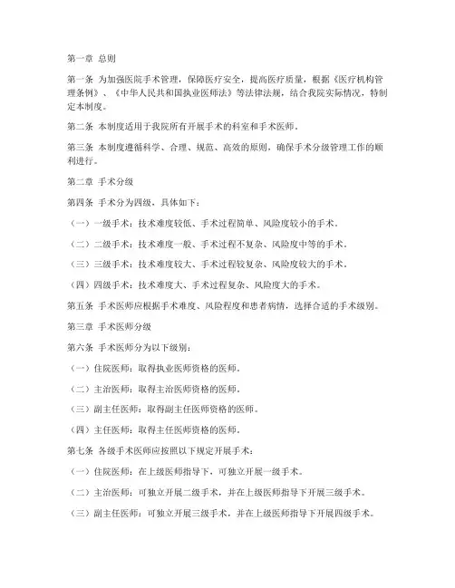 医院手术分级管理制度范本