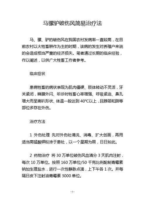 马骡驴破伤风简易治疗法