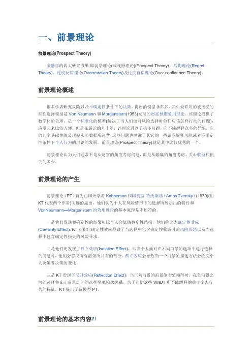 金融学四大研究成果