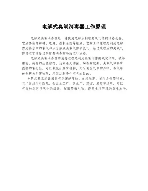 电解式臭氧消毒器工作原理