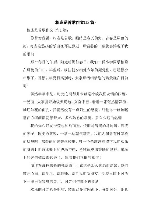 新整理相逢是首歌作文(15篇)
