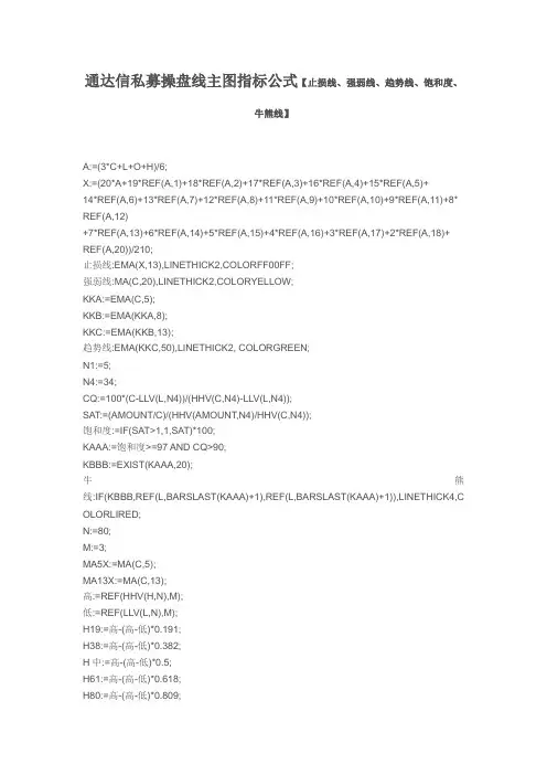通达信私募操盘线主图指标公式通达信私募操盘线主图指标公式【止损线、强弱线、趋势线、饱和度、牛熊线】