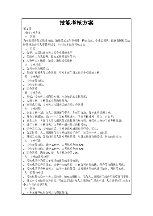 技能考核方案