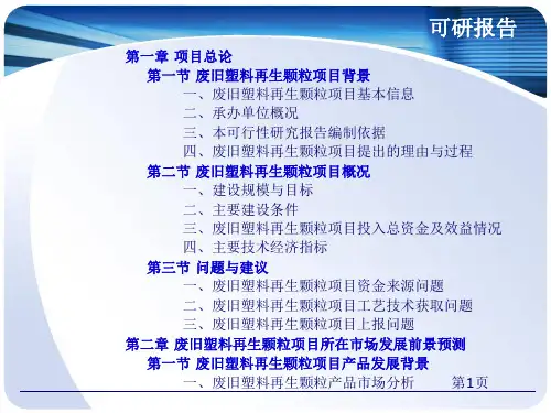 废旧塑料再生颗粒项目可行性研究报告-17页精选文档