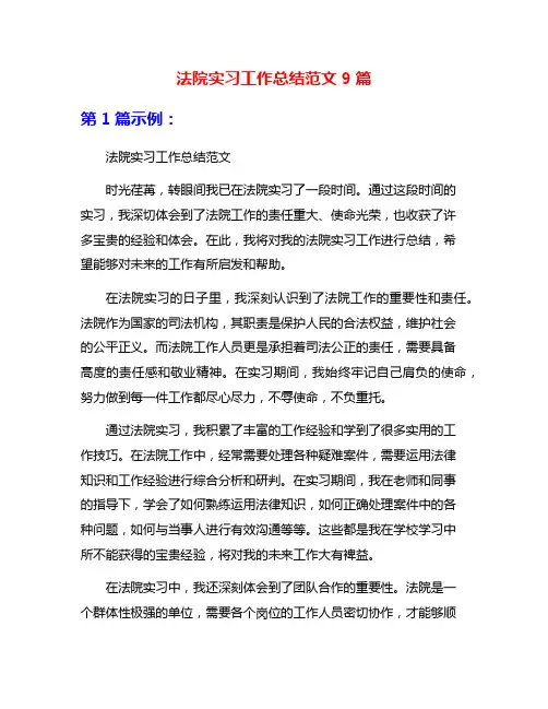 法院实习工作总结范文9篇