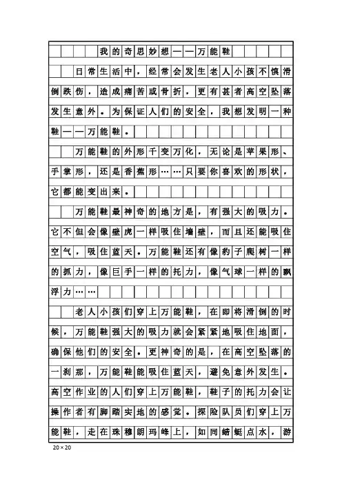 作文：我的奇思妙想——万能鞋