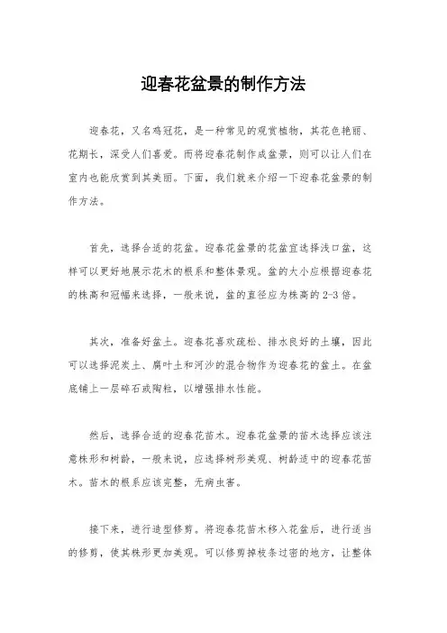 迎春花盆景的制作方法