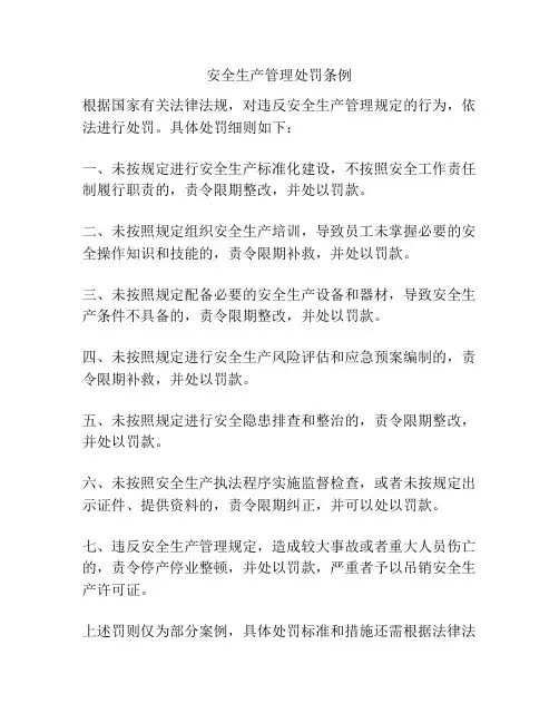安全生产管理处罚条例
