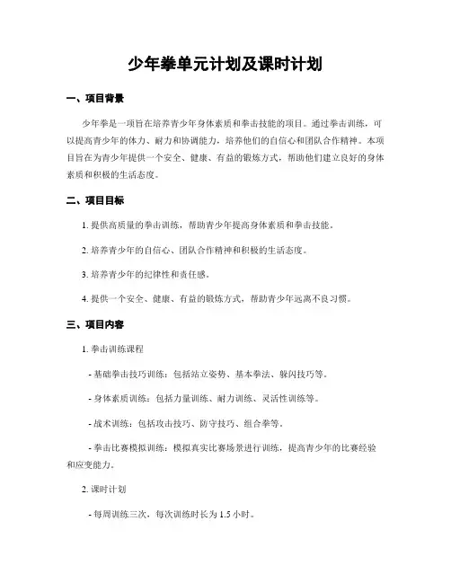 少年拳单元计划及课时计划