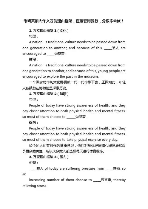 考研英语大作文万能理由框架，直接套用就行，分数不会低！