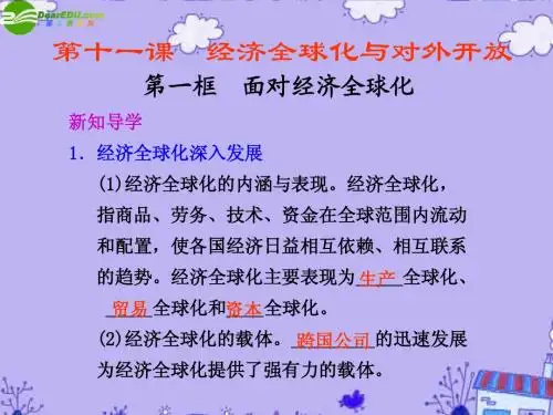 高中政治 第十一课 第一框面对经济全球课件 新人教版必修1